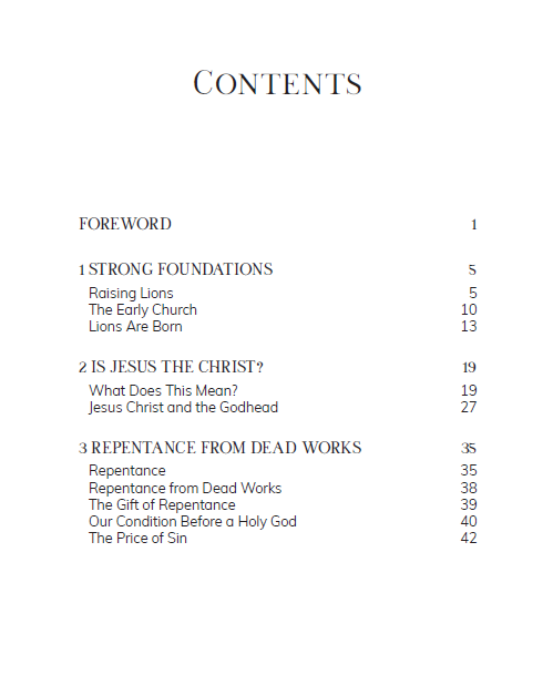 Foundations Table to Contents