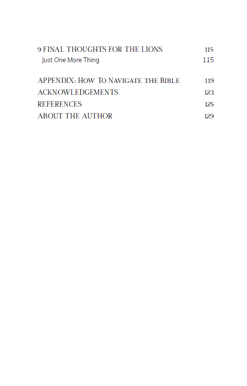 Table of Contents raising Lions Foundations